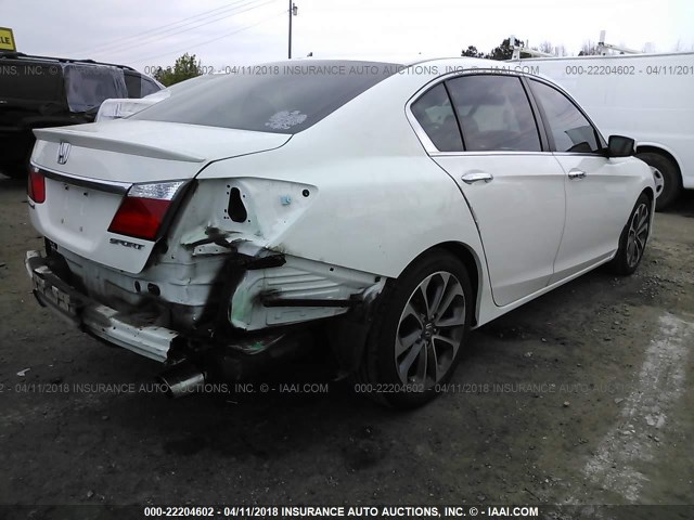 1HGCR2F53DA240355 - 2013 HONDA ACCORD SPORT WHITE photo 4