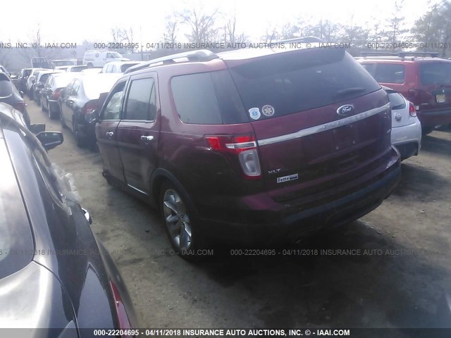 1FM5K8D81EGA95368 - 2014 FORD EXPLORER XLT RED photo 3