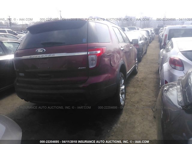 1FM5K8D81EGA95368 - 2014 FORD EXPLORER XLT RED photo 4