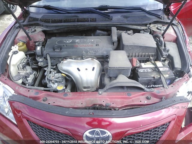 4T1BE46K58U200107 - 2008 TOYOTA CAMRY CE/LE/XLE/SE RED photo 10