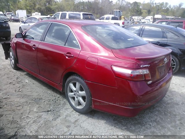 4T1BE46K58U200107 - 2008 TOYOTA CAMRY CE/LE/XLE/SE RED photo 3
