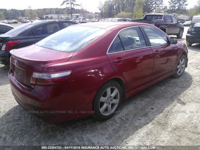 4T1BE46K58U200107 - 2008 TOYOTA CAMRY CE/LE/XLE/SE RED photo 4