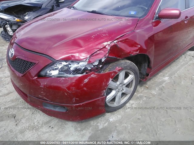 4T1BE46K58U200107 - 2008 TOYOTA CAMRY CE/LE/XLE/SE RED photo 6