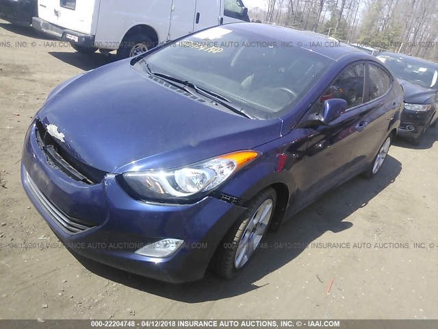 5NPDH4AE7DH200846 - 2013 HYUNDAI ELANTRA GLS/LIMITED BLUE photo 2