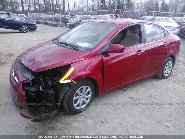 KMHCT4AE2EU777555 - 2014 HYUNDAI ACCENT GLS/GS RED photo 2