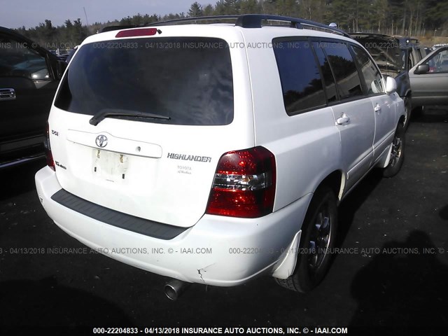 JTEEP21A950130883 - 2005 TOYOTA HIGHLANDER LIMITED WHITE photo 4