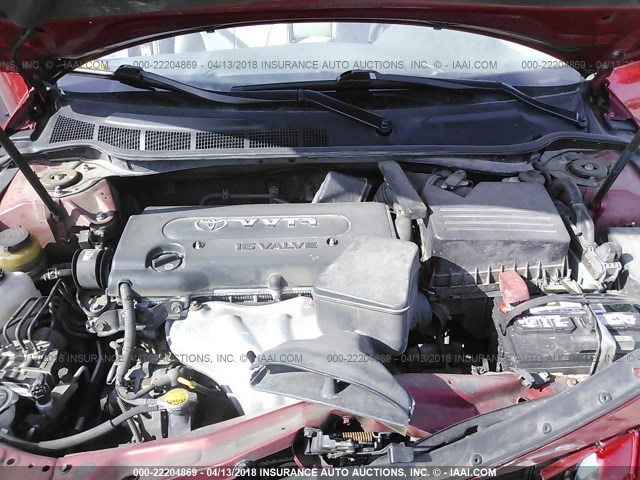 4T1BE46K17U156041 - 2007 TOYOTA CAMRY NEW GENERAT CE/LE/XLE/SE RED photo 10