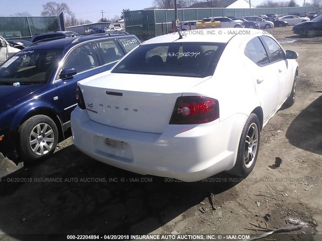 1C3CDZCB0CN133503 - 2012 DODGE AVENGER SXT WHITE photo 4