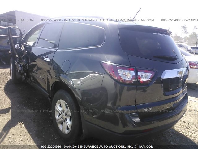 1GNKRFED1FJ133986 - 2015 CHEVROLET TRAVERSE LS GRAY photo 3