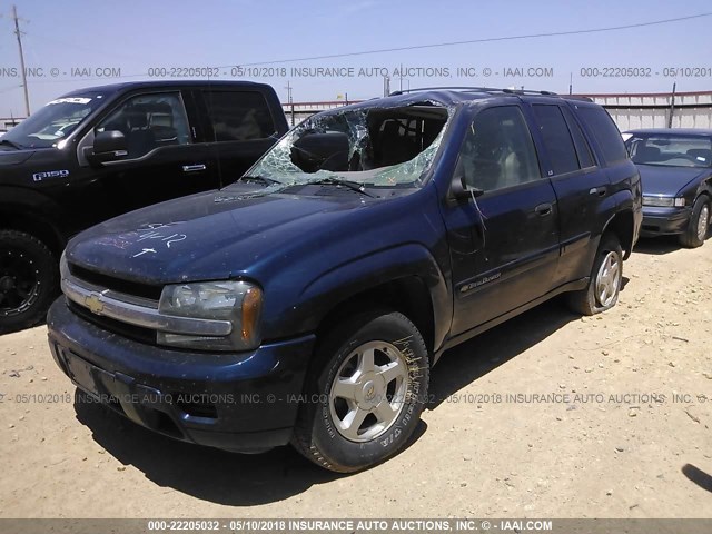 1GNDS13S722505871 - 2002 CHEVROLET TRAILBLAZER  BLUE photo 2