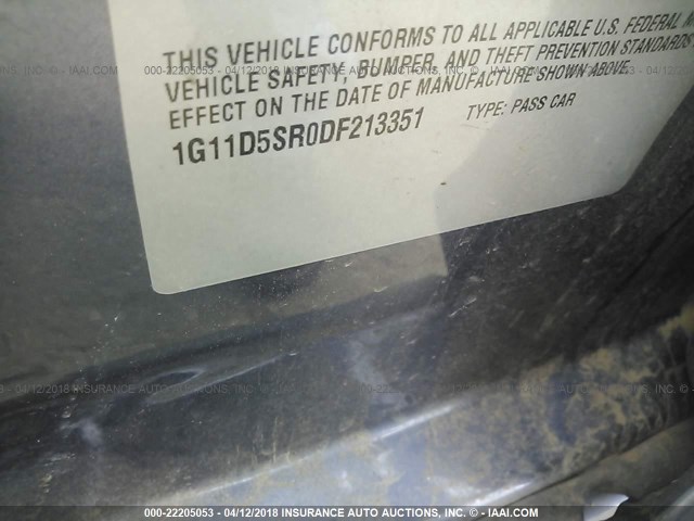 1G11D5SR0DF213351 - 2013 CHEVROLET MALIBU 1LT 蓝色 照片 9