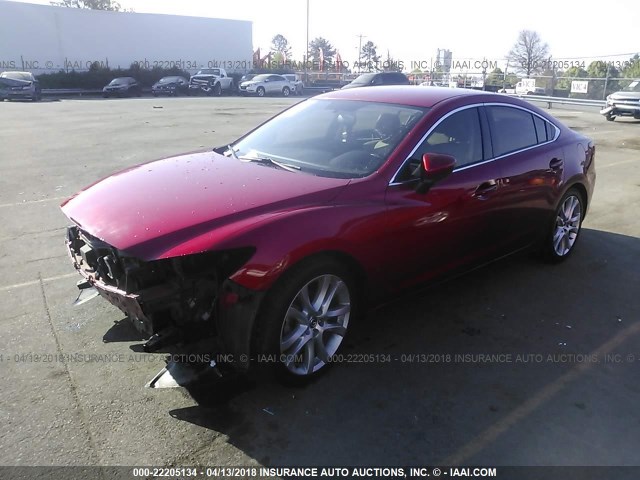 JM1GJ1V66E1125861 - 2014 MAZDA 6 TOURING RED photo 2