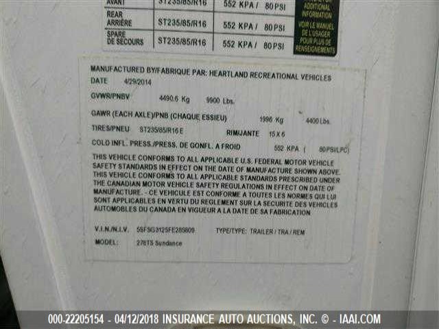 5SFSG3125FE285809 - 2015 HEARTLAND SUNDANCE  Ağ foto 10