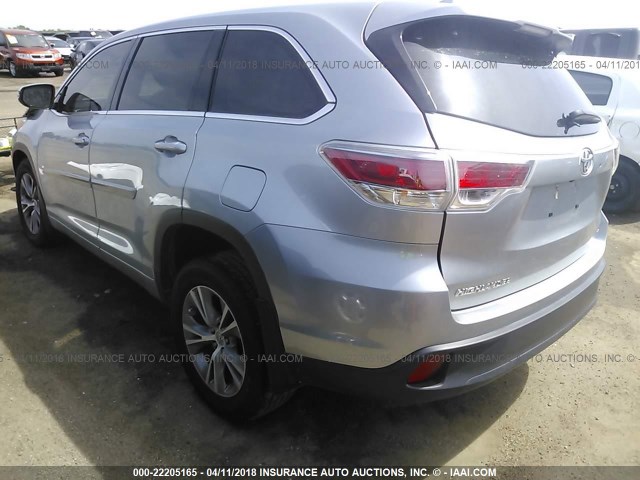 5TDZKRFH0ES022281 - 2014 TOYOTA HIGHLANDER LE/LE PLUS ვერცხლისფერი ფოტო 3