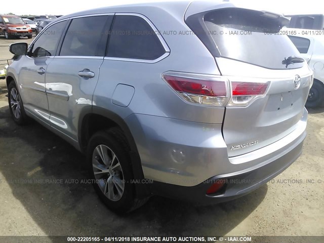 5TDZKRFH0ES022281 - 2014 TOYOTA HIGHLANDER LE/LE PLUS SILVER photo 3