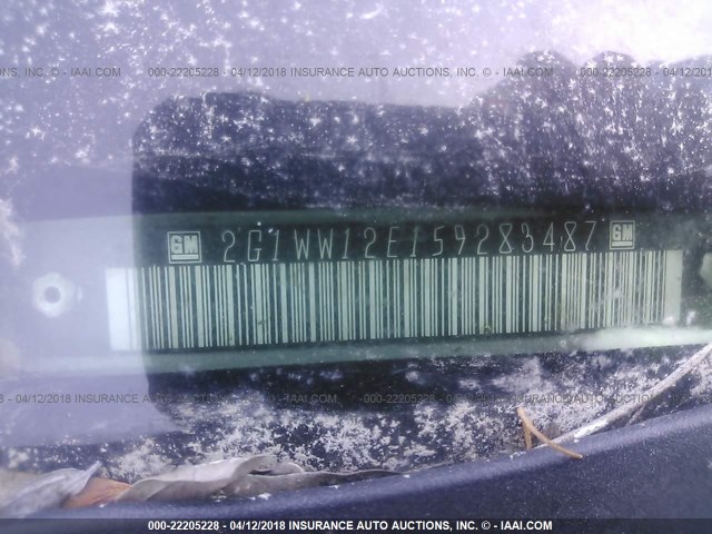 2G1WW12E159283487 - 2005 CHEVROLET MONTE CARLO LS BLACK photo 9