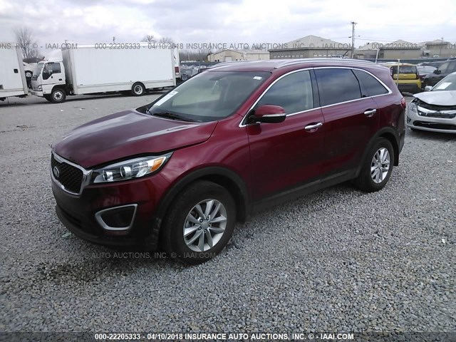 5XYPG4A32GG151842 - 2016 KIA SORENTO LX/L RED photo 2