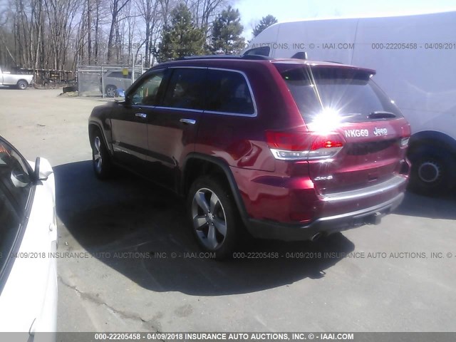 1C4RJFBG0EC254329 - 2014 JEEP GRAND CHEROKEE LIMITED RED photo 3