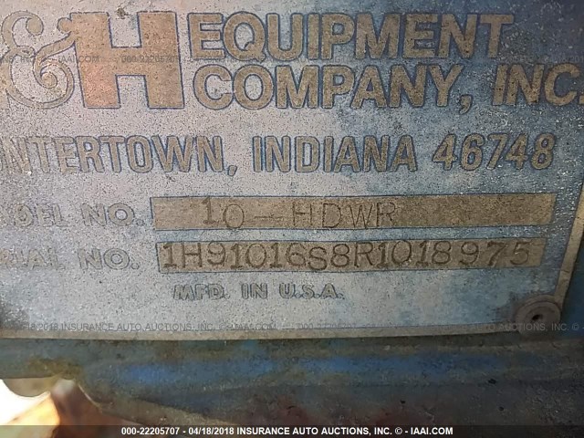 1H91016S8R1018975 - 1994 H&H TRAILER  BLUE photo 9