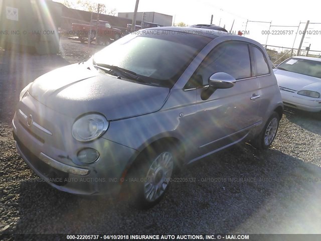 3C3CFFCR2FT624259 - 2015 FIAT 500 LOUNGE SILVER photo 2