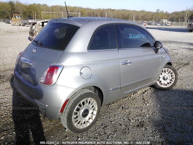 3C3CFFCR2FT624259 - 2015 FIAT 500 LOUNGE SILVER photo 4