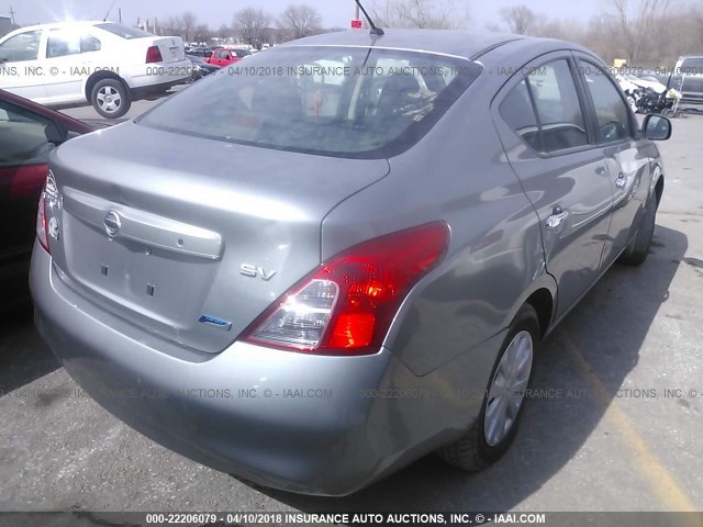 3N1CN7AP9CL836290 - 2012 NISSAN VERSA S/SV/SL GRAY photo 4