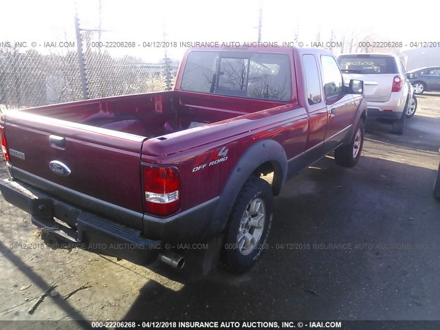 1FTZR45E77PA78365 - 2007 FORD RANGER SUPER CAB MAROON photo 4