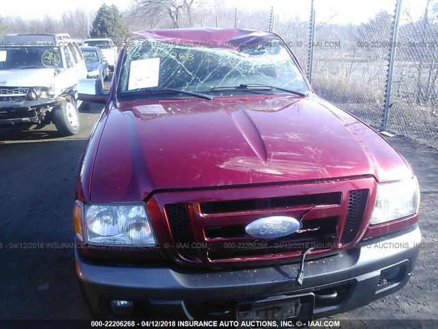 1FTZR45E77PA78365 - 2007 FORD RANGER SUPER CAB MAROON photo 6