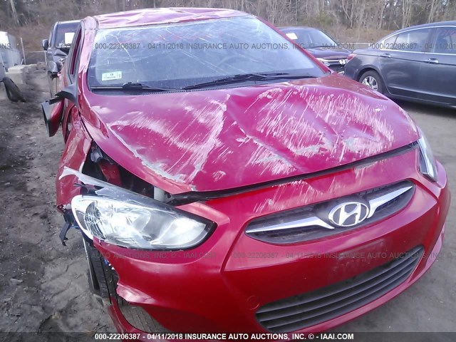 KMHCT5AE7DU121033 - 2013 HYUNDAI ACCENT GLS/GS RED photo 6