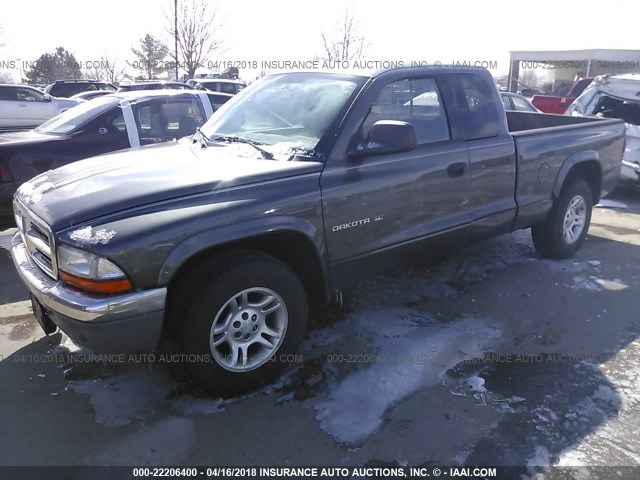 1B7GL42N32S527138 - 2002 DODGE DAKOTA SLT GRAY photo 2