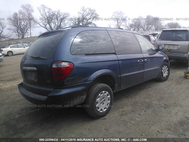 2C8GP44352R757764 - 2002 CHRYSLER TOWN & COUNTRY LX BLUE photo 4