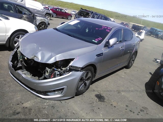 KNAGM4AD0C5016540 - 2012 KIA OPTIMA HYBRID SILVER photo 2