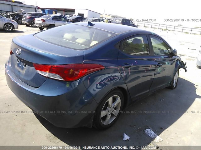 KMHDH4AE5DU952708 - 2013 HYUNDAI ELANTRA GLS/LIMITED BLUE photo 4