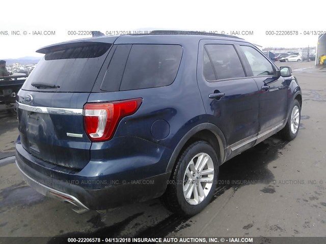 1FM5K7DH0GGB35467 - 2016 FORD EXPLORER XLT BLUE photo 4