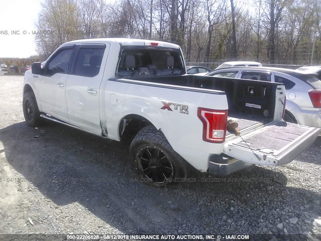 1FTEW1EF9FFB93701 - 2015 FORD F150 SUPERCREW WHITE photo 3