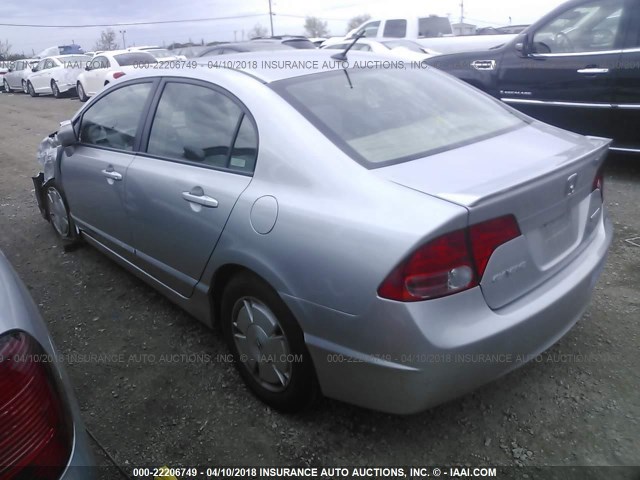 JHMFA36248S016606 - 2008 HONDA CIVIC HYBRID SILVER photo 3