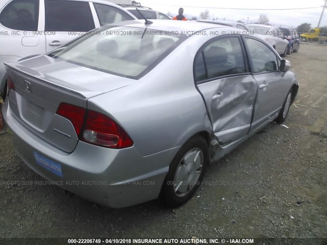 JHMFA36248S016606 - 2008 HONDA CIVIC HYBRID SILVER photo 4