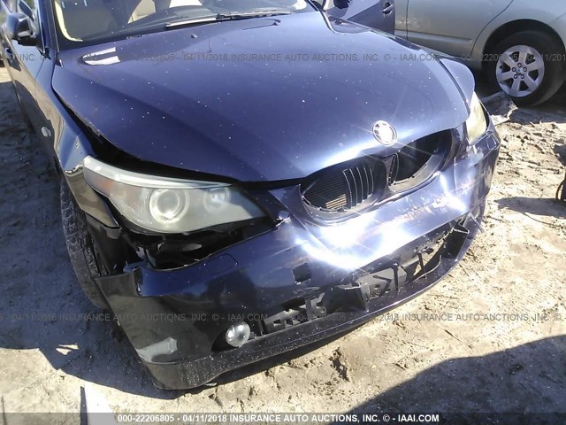 WBANE53536CK83462 - 2006 BMW 525 I BLUE photo 6