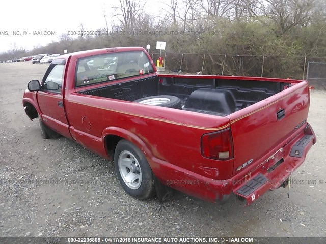 1GCCS1440VK100038 - 1997 CHEVROLET S TRUCK S10 RED photo 3