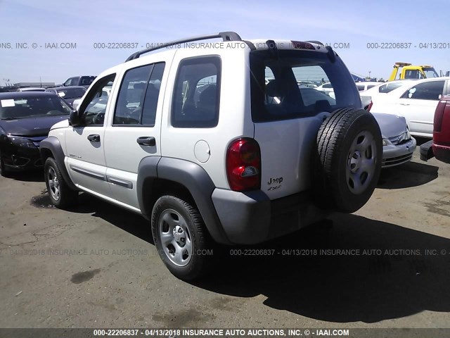 1J4GL48K72W316587 - 2002 JEEP LIBERTY SPORT WHITE photo 3