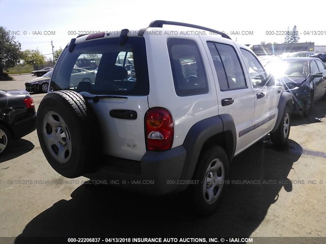 1J4GL48K72W316587 - 2002 JEEP LIBERTY SPORT 白色 照片 4