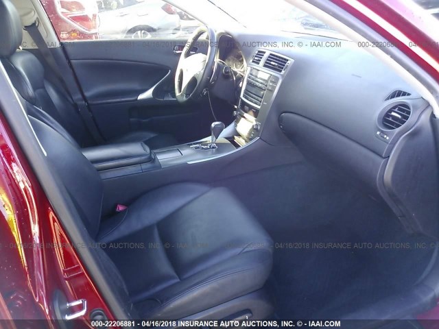 JTHBK262085075785 - 2008 LEXUS IS 250 RED photo 5