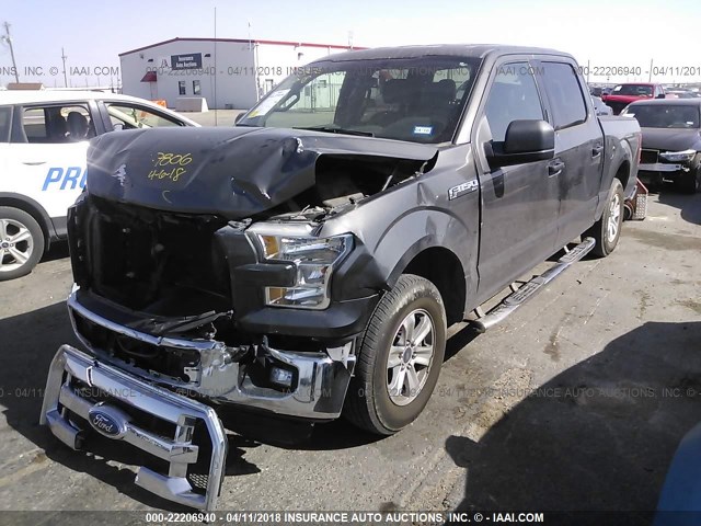 1FTEW1C84GKD74704 - 2016 FORD F150 SUPERCREW GRAY photo 2