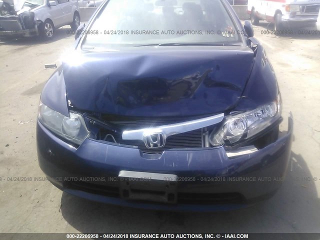 2HGFA16508H526489 - 2008 HONDA CIVIC LX BLUE photo 6