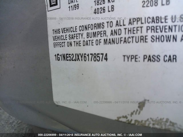 1G1NE52JXY6178574 - 2000 CHEVROLET MALIBU LS 灰色 照片 9