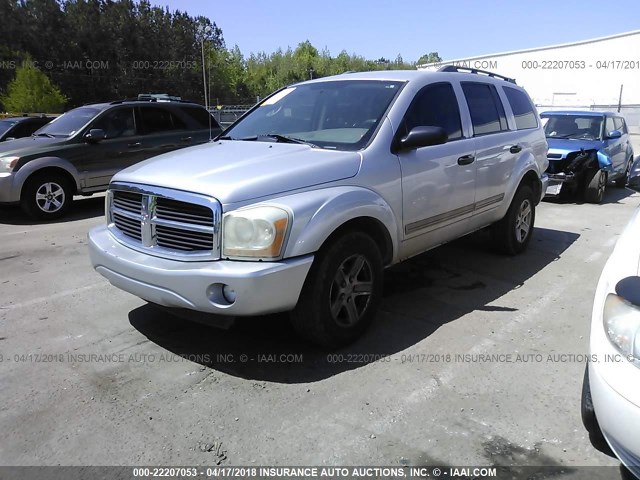 1D4HD48N35F506489 - 2005 DODGE DURANGO SLT SILVER photo 2