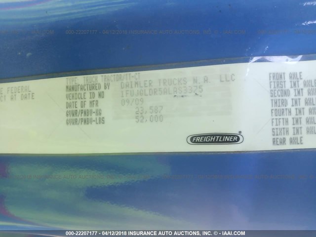 1FUJGLDR5ALAS3375 - 2010 FREIGHTLINER CASCADIA 125  Unknown photo 10