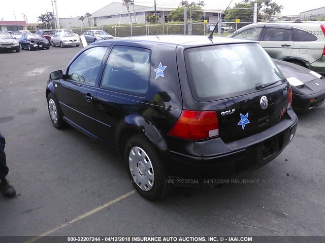 9BWBK61J634004568 - 2003 VOLKSWAGEN GOLF GL BLACK photo 3