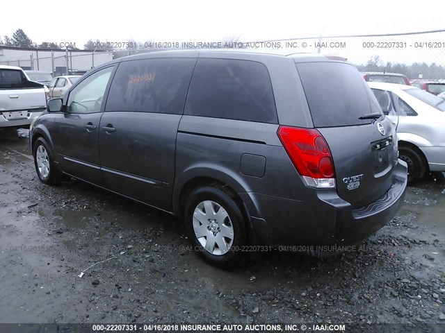 5N1BV28U84N339803 - 2004 NISSAN QUEST S/SE/SL GRAY photo 3