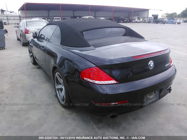 WBAEB5C56AC225430 - 2010 BMW 650 I შავი ფოტო 3